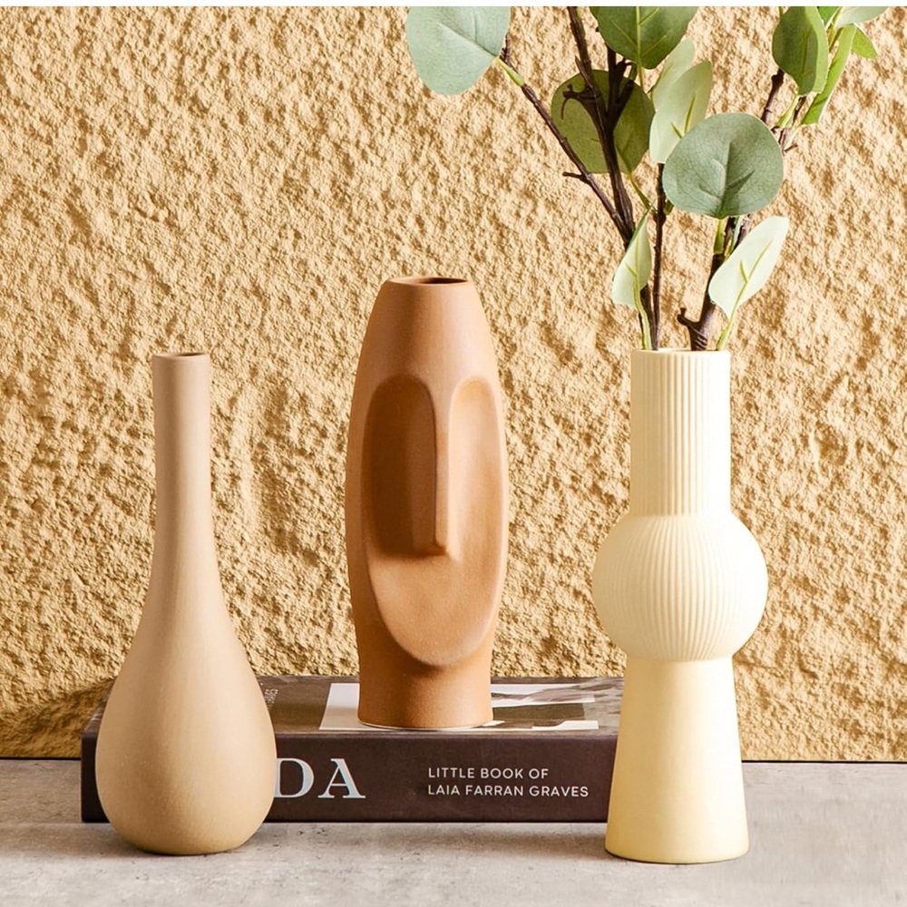 Neutral Ceramic Sculptural Vase Collection for centerpieces